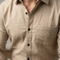 Men's Soft Crem Casual Long Sleeve Striped Button-Down Shirt