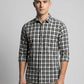 Men's Black and White Gingham Plaid Long Sleeve Button-Down Shirt