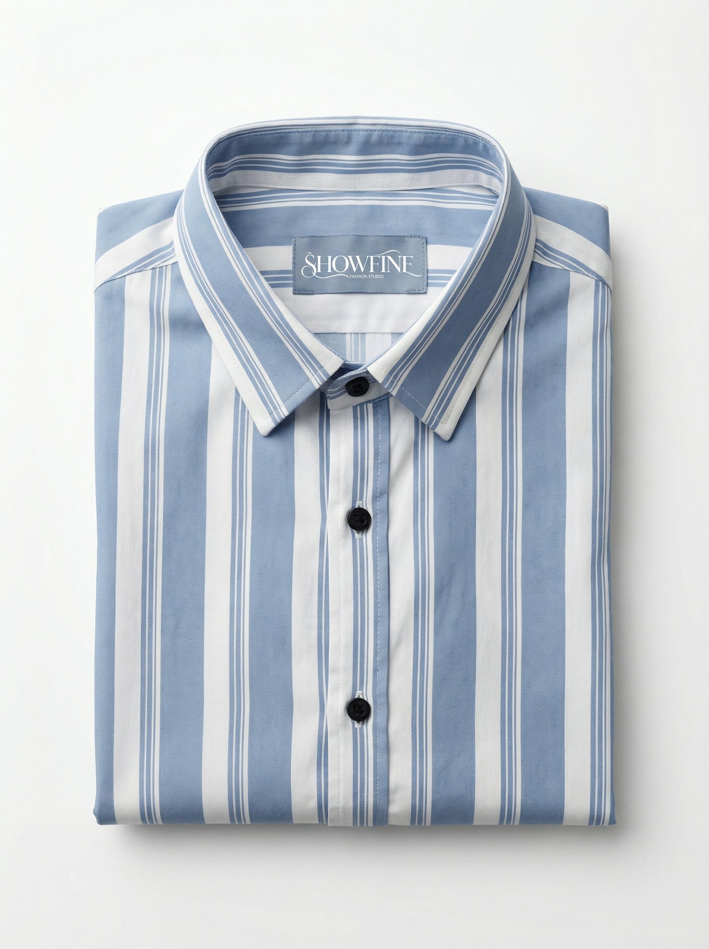 Towne Men's Classic Blue and White Striped Button-Down Shirt