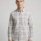 The Showfine Men's Grey and White Plaid Long-Sleeve Button-Down Shirt