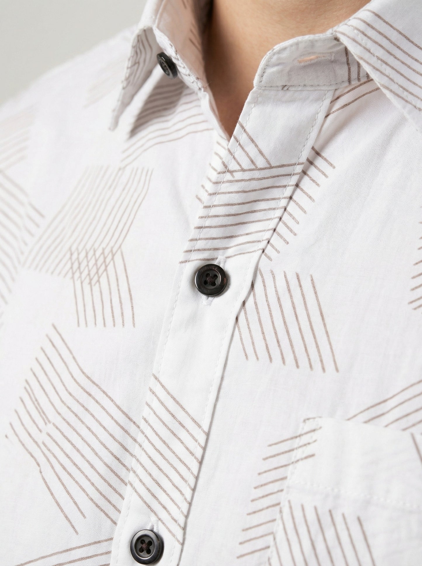 Men's Modern Geometric Line Pattern Long Sleeve Button-Down Shirt