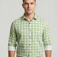 Men's Sage Green Gingham Checkered Long Sleeve Button-Down Shirt