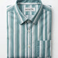 Men's Sage Green and White Horizontal Striped Button-Down Shirt