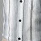 Men's Classic Grey and White Horizontal Striped Long Sleeve Button-Down Shirt