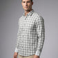 Men's Classic Grey & White Plaid Button-Down Shirt