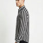 Men's Bold Black and White Horizontal Striped Long Sleeve Button-Down Shirt