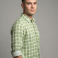 Men's Sage Green Gingham Checkered Long Sleeve Button-Down Shirt