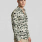 Men's Abstract Typographic Letter Print Long Sleeve Button-Down Shirt