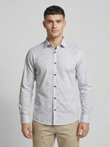 Men's Geometric Micro-Print Long Sleeve Dress Shirt - Light Blue