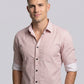 Men's Pink Geometric Print Button-Down Shirt with Contrast Cuffs