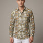 Men's Abstract Swirl Print Button-Down Shirt in Earth Tones