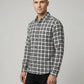 Men's Black and White Gingham Plaid Long Sleeve Button-Down Shirt