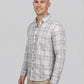 The Showfine Men's Grey and White Plaid Long-Sleeve Button-Down Shirt