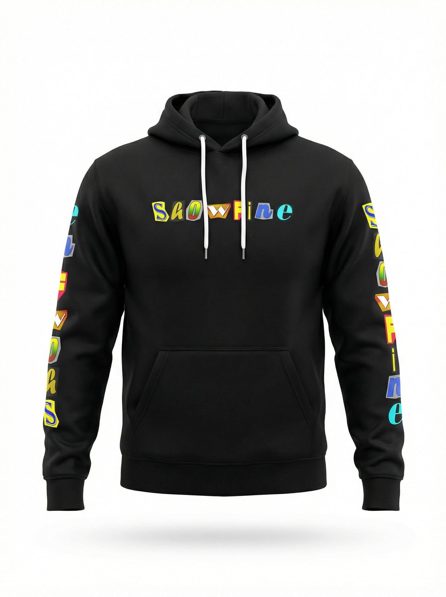 Showfine Multi-Font Graphic Streetwear Hoodie - Premium Black Pullover