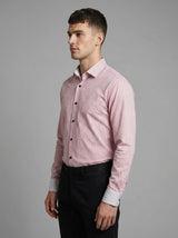 Men's Pink Geometric Print Button-Down Shirt with Contrast Cuffs