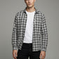 Men's Black and White Gingham Plaid Long Sleeve Button-Down Shirt