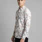 The Showfine Men's Abstract Floral Print Button-Down Shirt - Breathable Linen Blend
