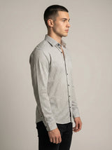 Men's Geometric Greek Key Pattern Long Sleeve Button-Down Shirt