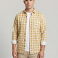 Men's Mustard Yellow Gingham Check Button-Down Shirt with Contrast Cuffs