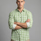 Men's Sage Green Gingham Checkered Long Sleeve Button-Down Shirt