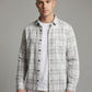 The Showfine Men's Grey and White Plaid Long-Sleeve Button-Down Shirt