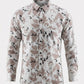 The Showfine Men's Abstract Floral Print Button-Down Shirt - Breathable Linen Blend