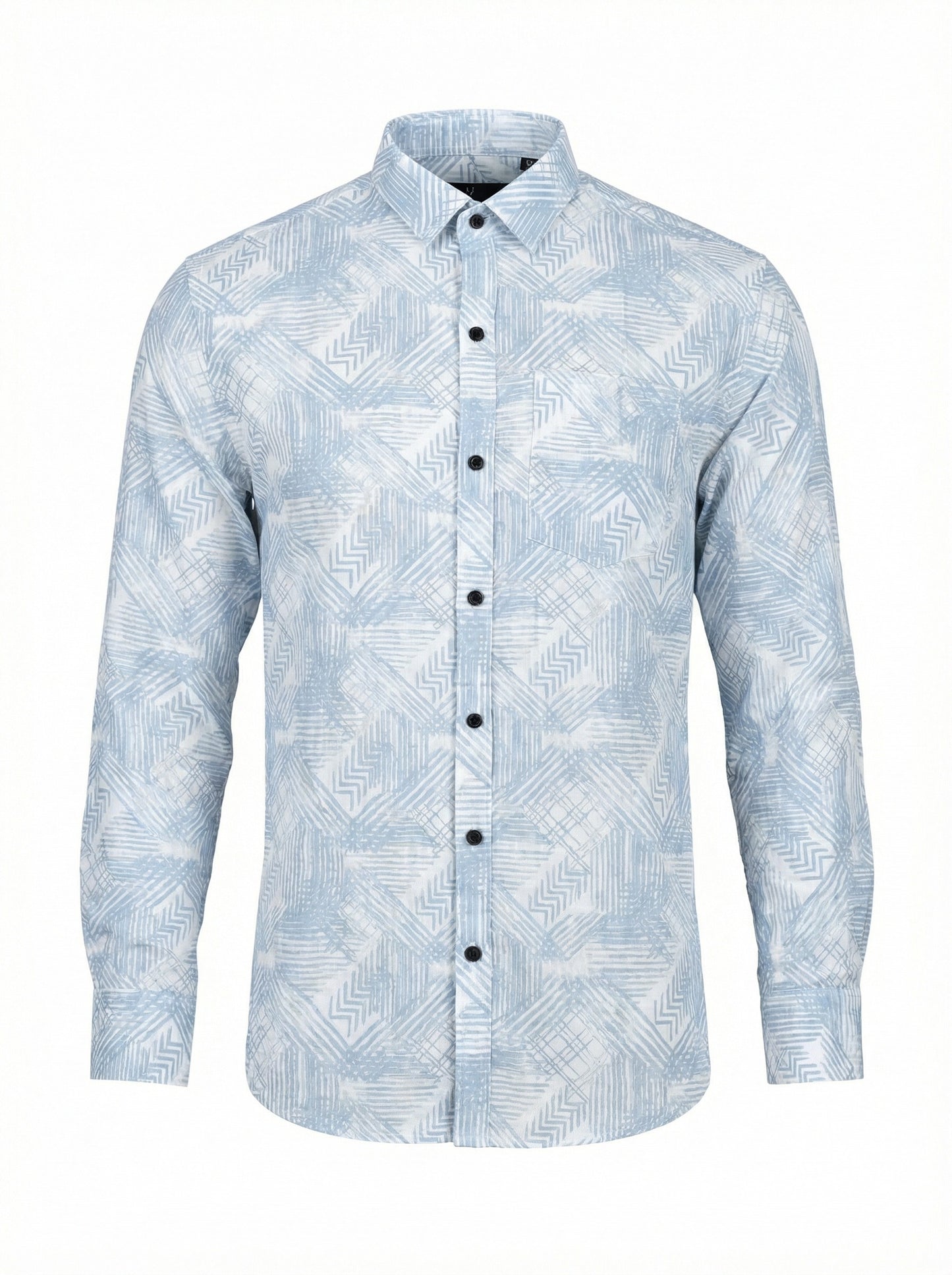 Men's Modern Geometric Print Long Sleeve Button-Down Shirt