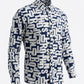 Men's Alphabet Graphic Print Long-Sleeve Button-Down Shirt