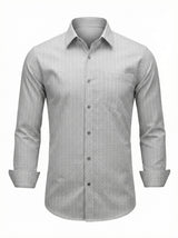Men's Geometric Greek Key Pattern Long Sleeve Button-Down Shirt