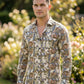 Men's Abstract Swirl Print Button-Down Shirt in Earth Tones