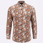 Abstract Marble Print Crinkle-Textured Button-Down Shirt