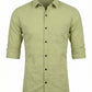 Men's Lime Green Textured Long Sleeve Button Down Casual Shirt