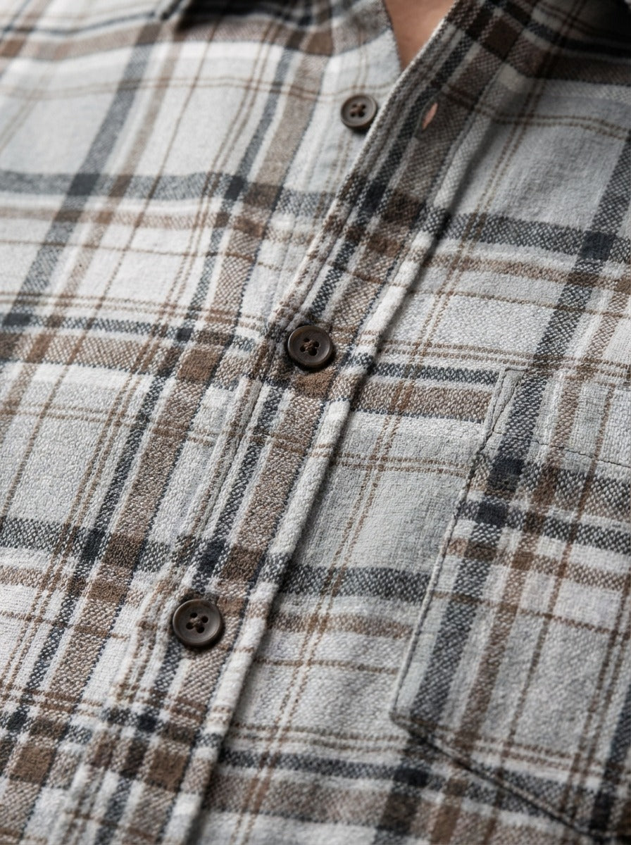 Men's Slim-Fit Premium Brushed Cotton Plaid Shirt