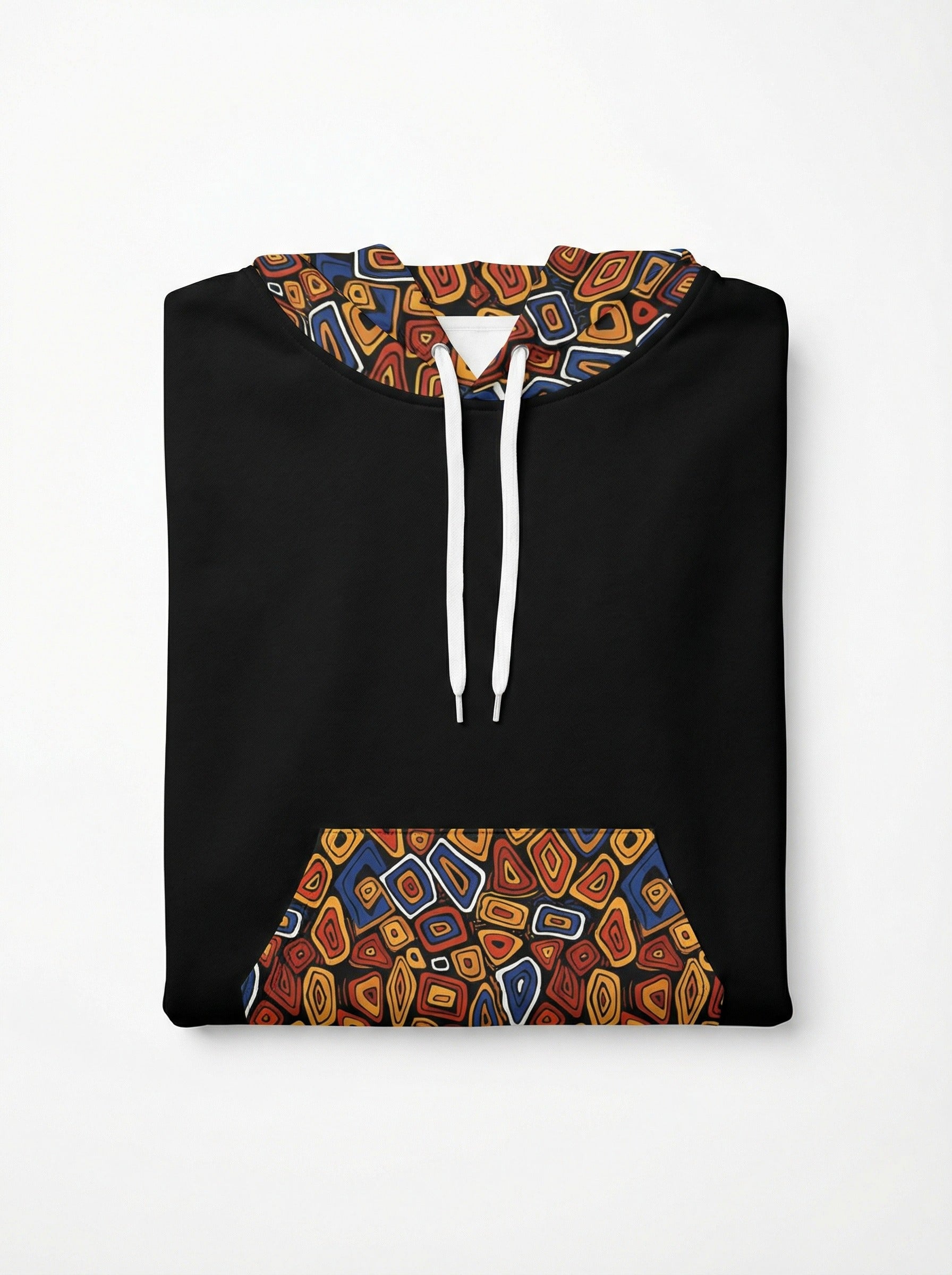 Abstract Geometric Mosaic Print Men's Contrast Hoodie - Streetwear Art Pullover