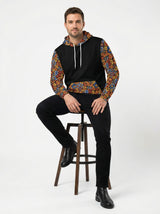Abstract Geometric Mosaic Print Men's Contrast Hoodie - Streetwear Art Pullover