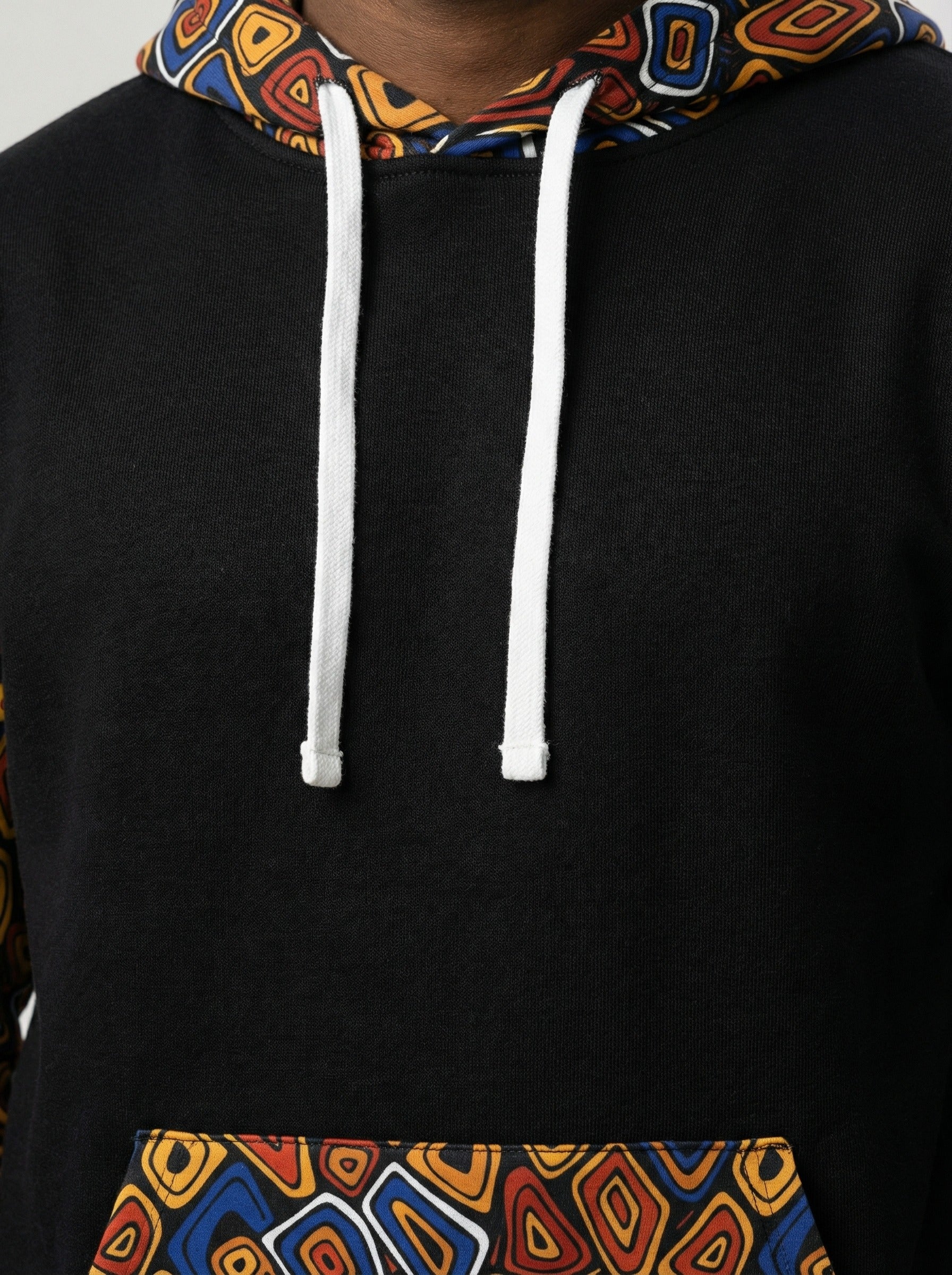 Abstract Geometric Mosaic Print Men's Contrast Hoodie - Streetwear Art Pullover