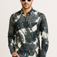 Men’s Long Sleeve Button Down Shirt – Tropical Leaf Print Cotton Shirt, Casual Summer Dress Shirt