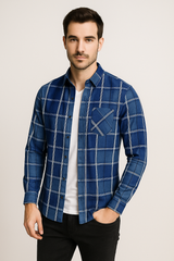 Gingham Plaid Cotton Dress Shirt – Men’s Long Sleeve Casual Button Down