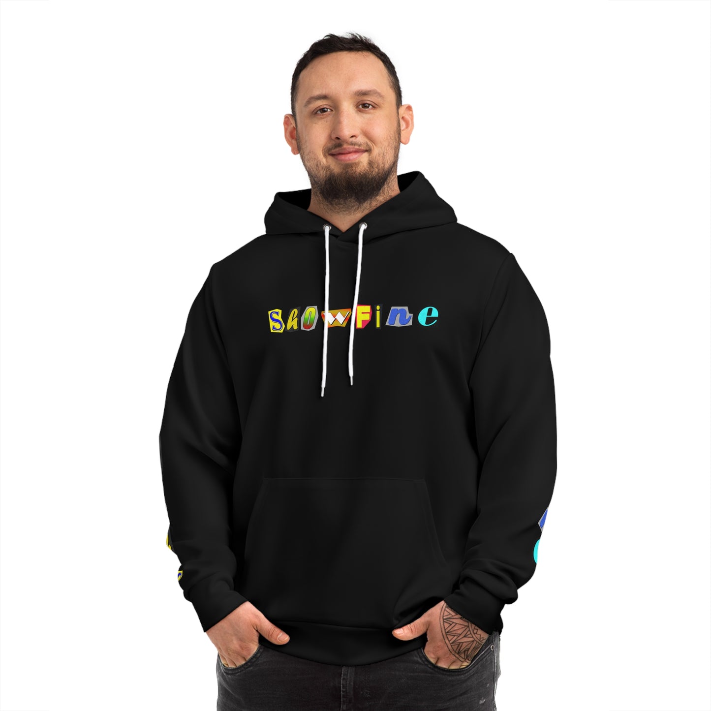 Showfine Printed Black Hoodie for Men