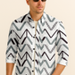 Geometric Printed Casual Button Down Shirt – Long Sleeve Cotton Summer Beachwear with Pocket