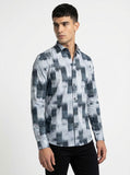 Men's Abstract Brushstroke Silk-Cotton Tailored Shirt