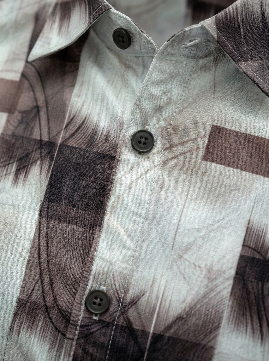 Men's Abstract Brushstroke Silk-Cotton Tailored Shirt