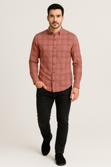Men’s Cotton Plaid Shirt – Long Sleeve Button-Down