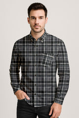 Long Sleeve Plaid Cotton Shirt – Button Down Checkered Casual Dress Shirt