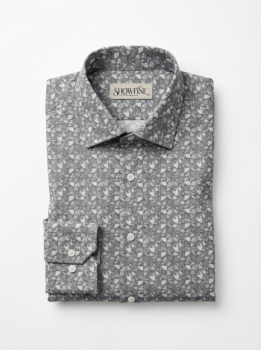 Men's Slim Fit Mosaic Print Cotton Shirt - Slim Fit Luxury Shirt