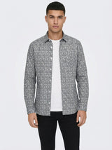 Men's Slim Fit Mosaic Print Cotton Shirt - Slim Fit Luxury Shirt