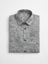 Geometric Honeycomb Pattern Long Sleeve Shirt – Lightweight Button Down Shirt