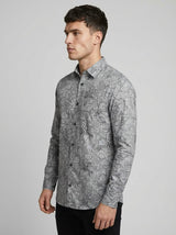 Geometric Honeycomb Pattern Long Sleeve Shirt – Lightweight Button Down Shirt