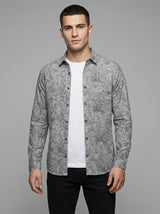 Geometric Honeycomb Pattern Long Sleeve Shirt – Lightweight Button Down Shirt