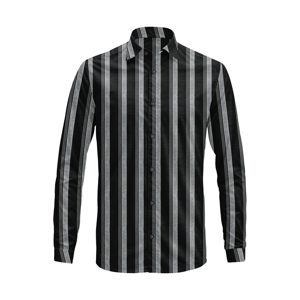 Classic Long Sleeve Vertical Stripe Button Down Shirt – Cotton Blend for Casual & Business Wear